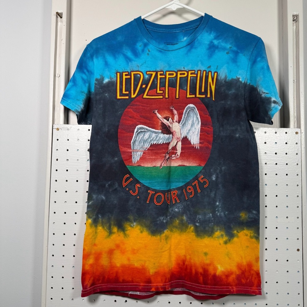 Led Zeppelin US Tour 1975 T-Shirt Men's Small Tye-Dye Short Sleeve‎ Classic